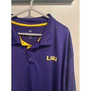 NEW Colosseum Men's LSU Tigers Purple Performance Polo Shirt XXL